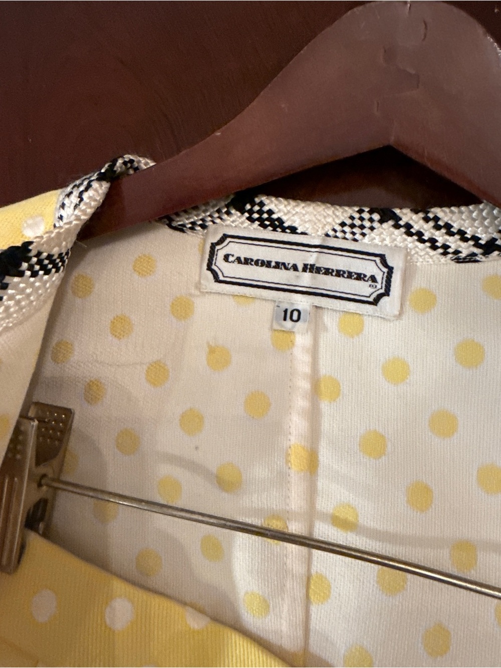 Carolina Herrera yellow and soft white w black  jacket 10
